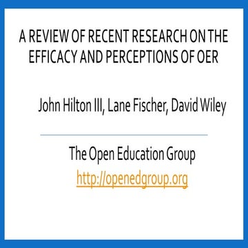 A Review of Recent Research on the Efficacy and Perceptions of OER