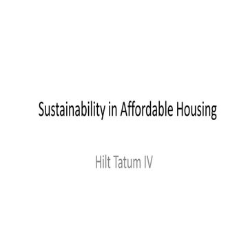 Sustainability in Affordable Housing
