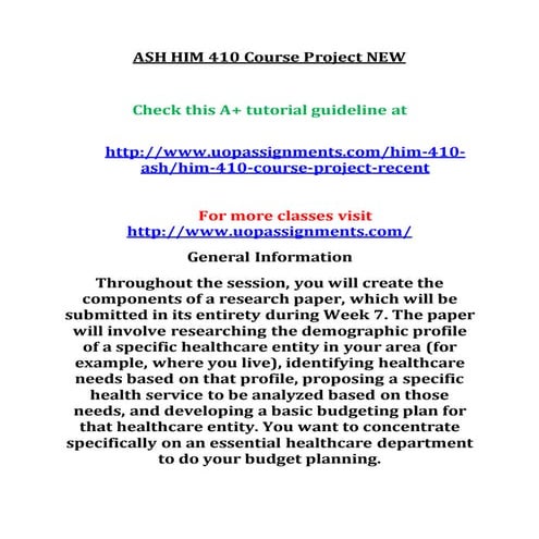 Ash him 410 course project new | DOC
