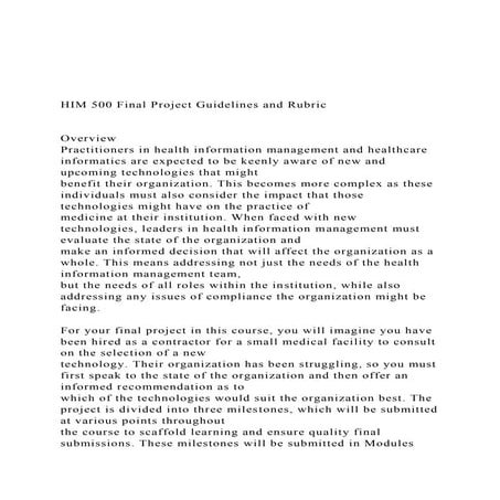 HIM 500 Final Project Guidelines and Rubric Overview .docx