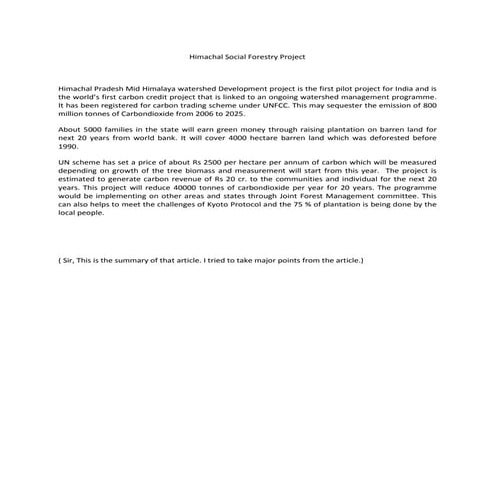 Himachal Social Forestry Project