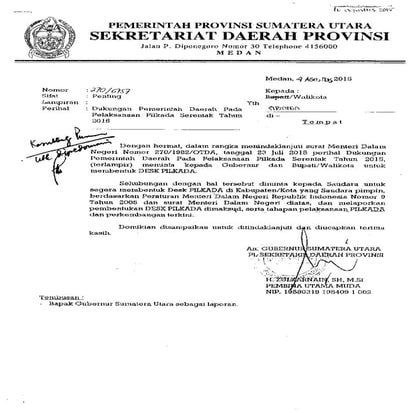 Himbauan Pembentukan desk pilkada  pemerintah kota