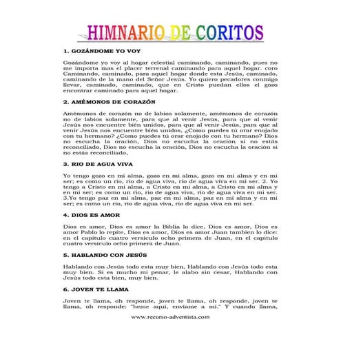 Himnario de coros cristianos