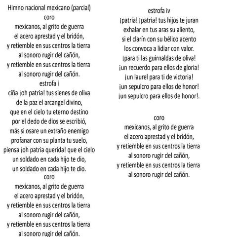 Versión corta del himno nacional mexicano