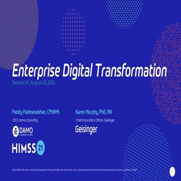 Enterprise Digital Transformation: The Geisinger Experience