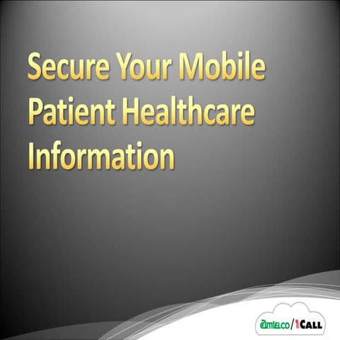 HIMSS 2011 "Secure Your Mobile Patient Healthcare Information"