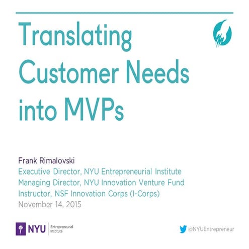 Translating Customer Needs Into MVPs