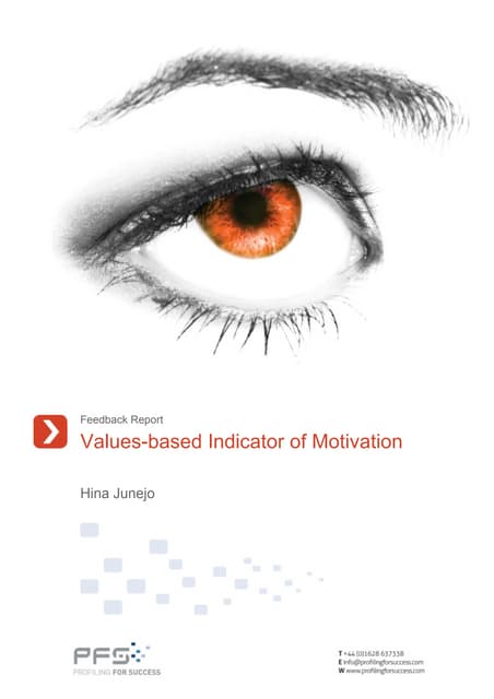 Hina Junejo Values Based Indicator Of Motivation Feedback Report