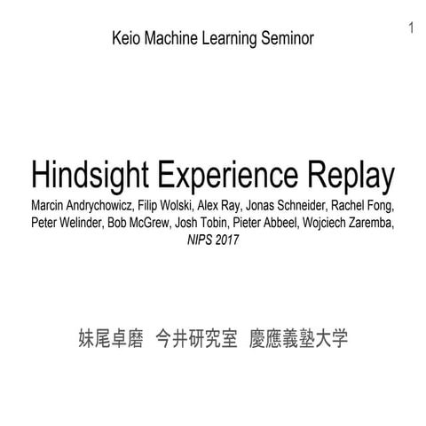 Hindsight experience replay