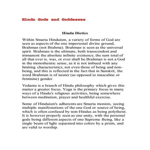 Hindu gods and goddesses