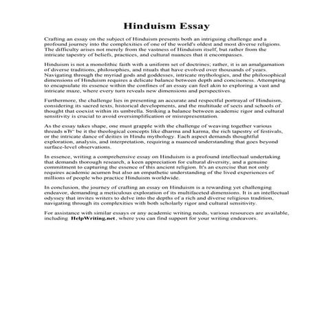 Hinduism Essay. Hinduism as One of the Oldest World Religions Essay Example  Topics ...