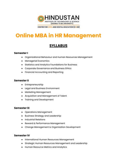 Hindustan Online MBA HR Course Syllabus PDF hindustan-online-mba-hr-course-syllabus-pdf