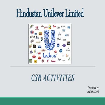 Hindustan unilever limited(HUL) - CSR Activities