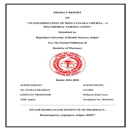 Standardization of Hingvastaka churna- A polyherbal formulation | PDF