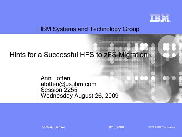 Hints for a successful hfs to zfs migration