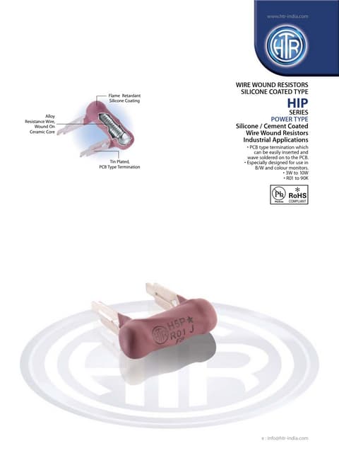 HTR India - Products - Wire Wound Resistors - Silicone Coated Resistors - HIP...