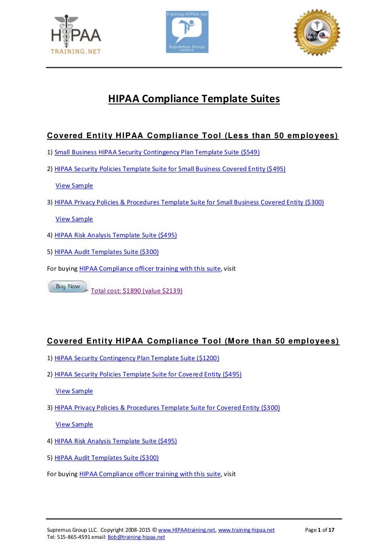 hipaa compliance template