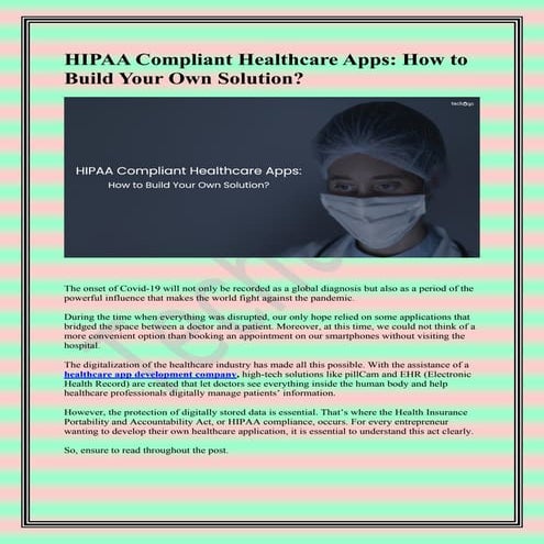  Constructing a HIPAA-compliant healthcare app from scratch