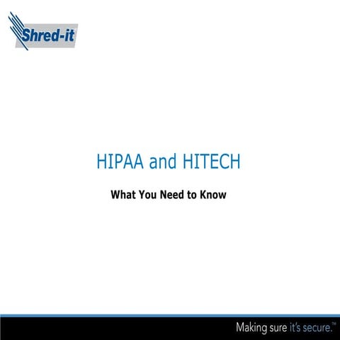 HIPAA and HITECH : What you need to know