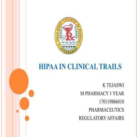 Hipaa in clinical trails