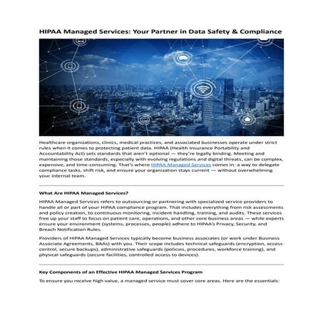 HIPAA Managed Services: Your Partner in Data Safety & Compliance