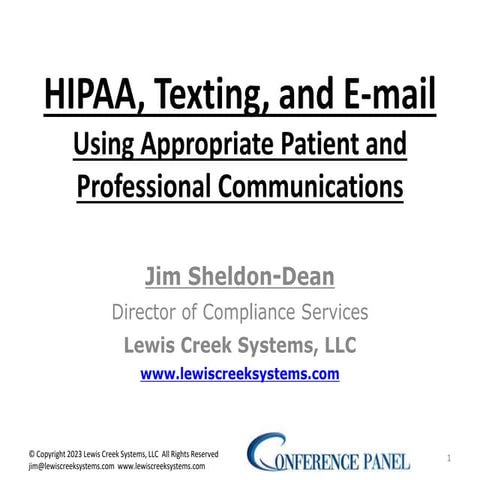 HIPAA, Texting, and E-mail — Using Appropriate Patient and Professional Commu...