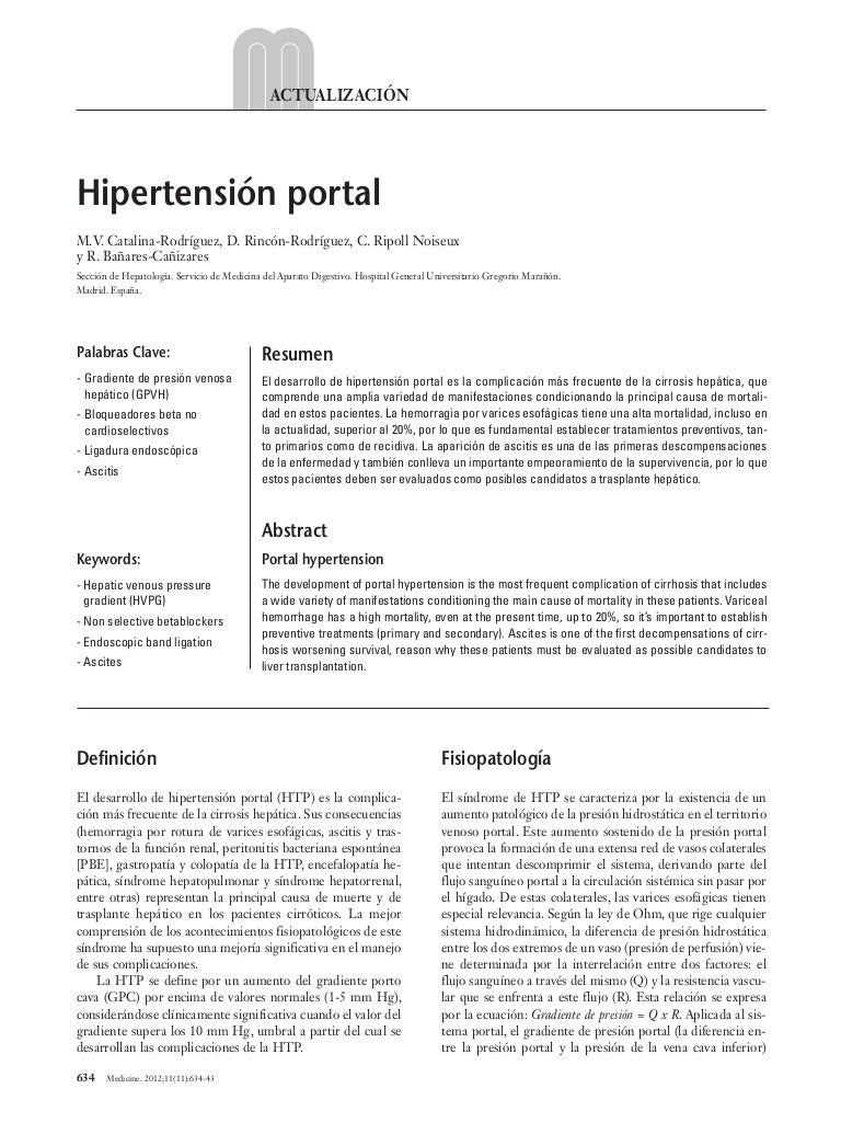 Fármaco de elección para complicaciones de hipertensión portal
