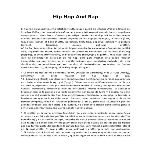 HISTORIA DEL HIP HOP | PDF