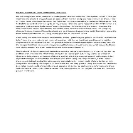 Hip hop romeo and juliet shakespeare evaluation