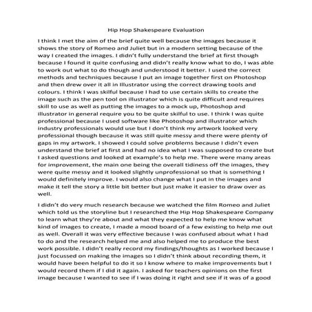 Hip hop shakespeare evaluation yo
