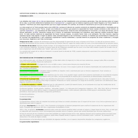 Hipostesis sobre el origen de al vida en la tierra (autoguardado)