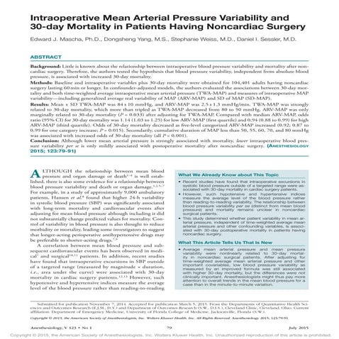 Hipotension e hipertension intraoperatoria y mortalidad a 30 dias.