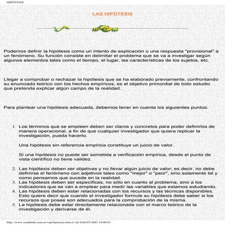 LAS HIPÓTESIS