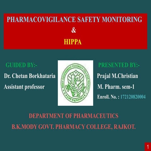 Pharmacovigilance AND HIPAA 