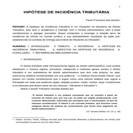 Hipótese de incidência tributária | PDF