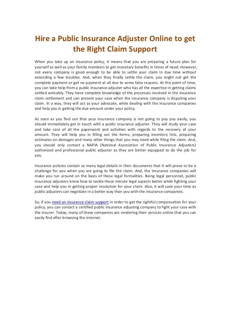 Hire A Public Insurance Adjuster Online To Get The Right Claim Support