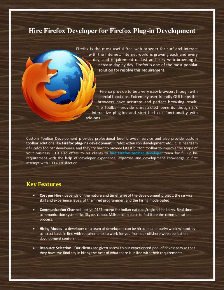 Hire Firefox Developer for Firefox Plugin Development