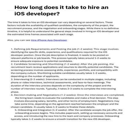 Hire iOS Developer | PDF