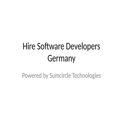 Hire Dedicated Software Developers in Germany with Sumcircle ...