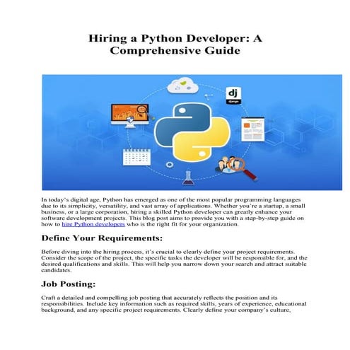 Hiring a Python Developer: A Comprehensive Guide | PDF