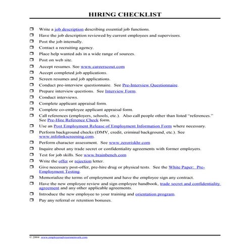 Hiring check list | DOC