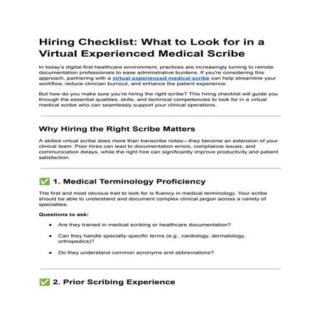 Hiring Checklist_ What to Look for in a Virtual Experienced Medical Scribe.pdf