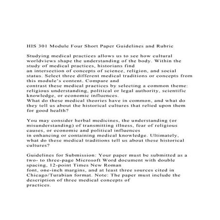 HIS 301 Module Four Short Paper Guidelines and Rubric .docx