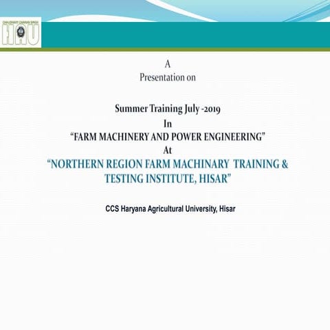 TTC HISAR TRAINING PRESENTATION