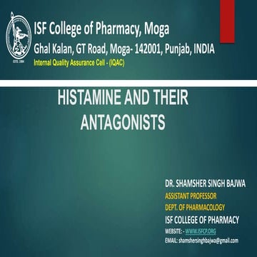 HISTAMINE AND THEIR ANTAGONISTS