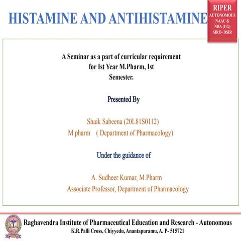 HISTAMINE AND ANTIHISTAMINE 