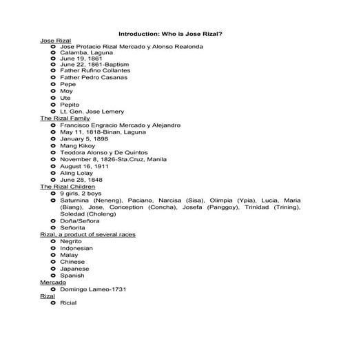 Facts about Jose Rizal