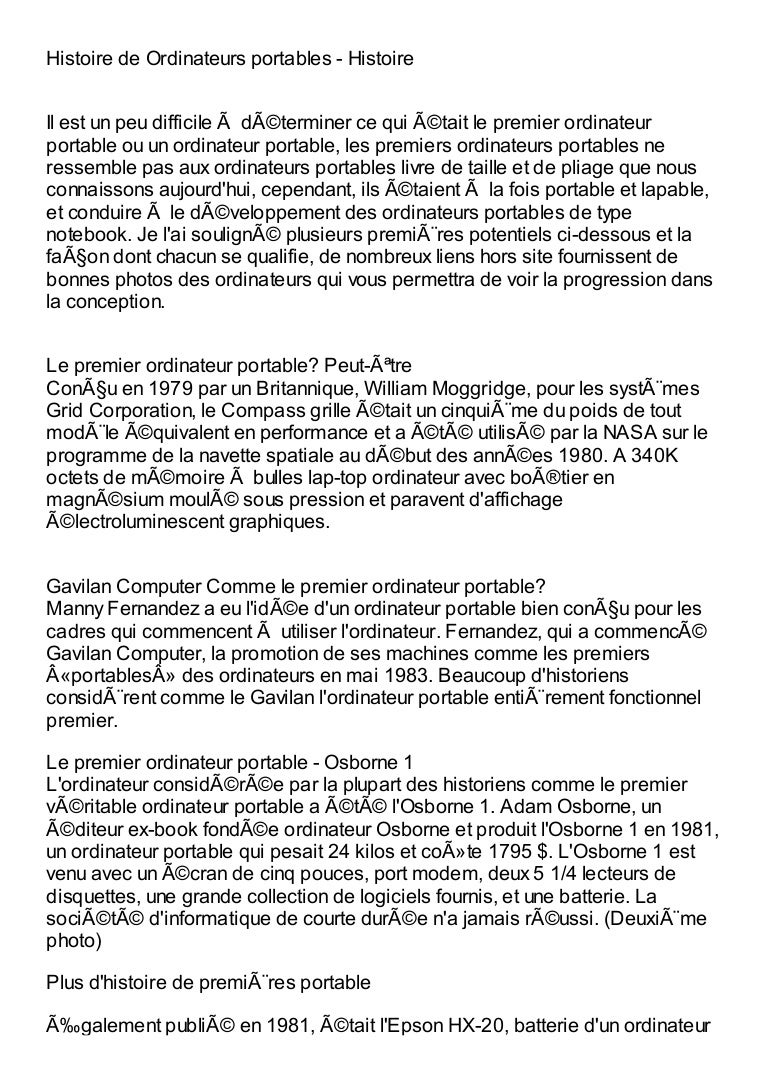 Histoire de ordinateurs portables histoire