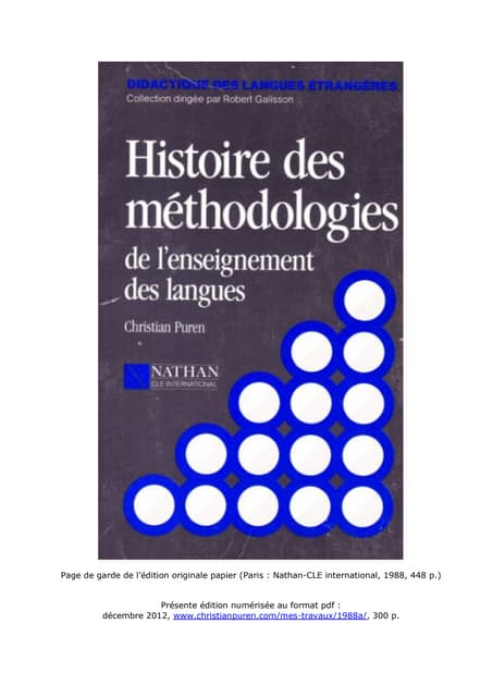 Histoire des methodologies du FLE.Langue française