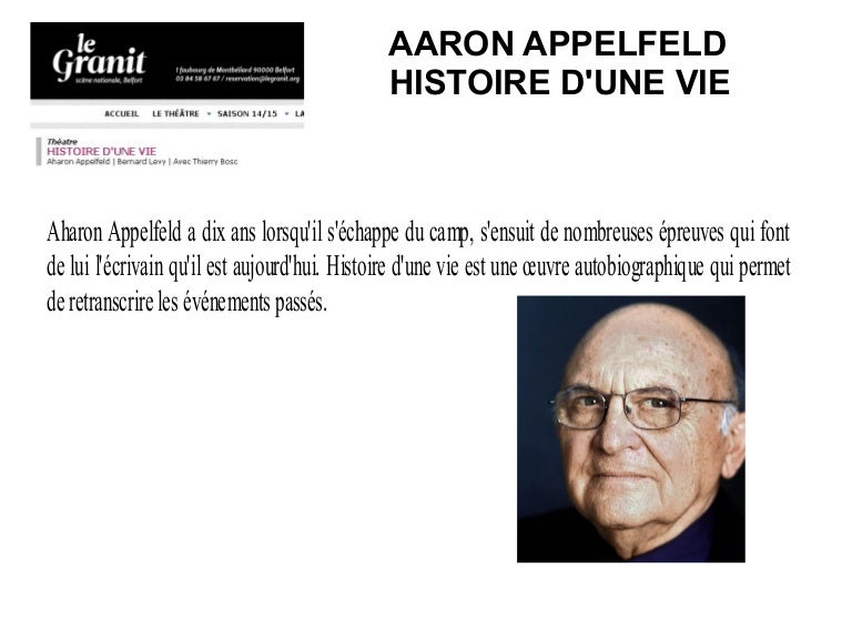 Histoire D Une Vie De Aharon Appelfeld Histoire d'une vie appelfeld -lgc